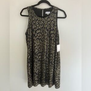 Calvin Klein Black Dress with Gold Accents